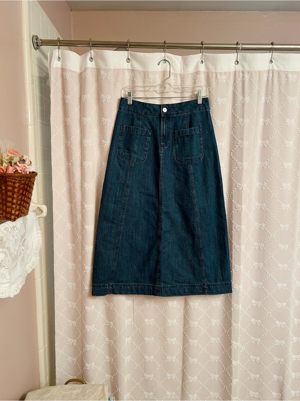 100% Organic Cotton Denim Midi Skirt
